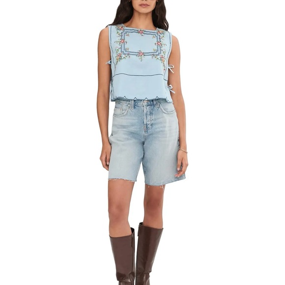 NWT Free People Garden Wall Embroidered Crop Cotton Top, Size XS - Picture 9 of 9